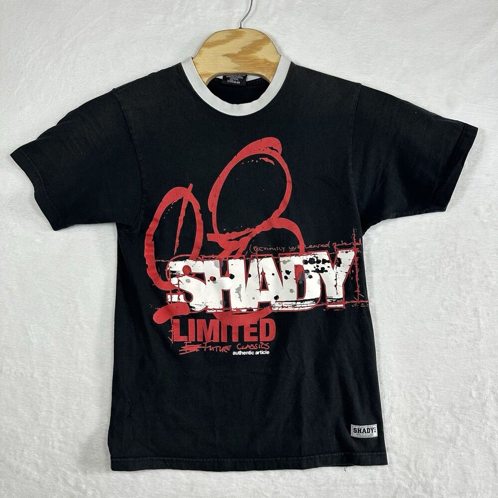 Vintage Shady Ltd Eminem Graphic T Shirt Black Red Y2K Hip Hop Mens M